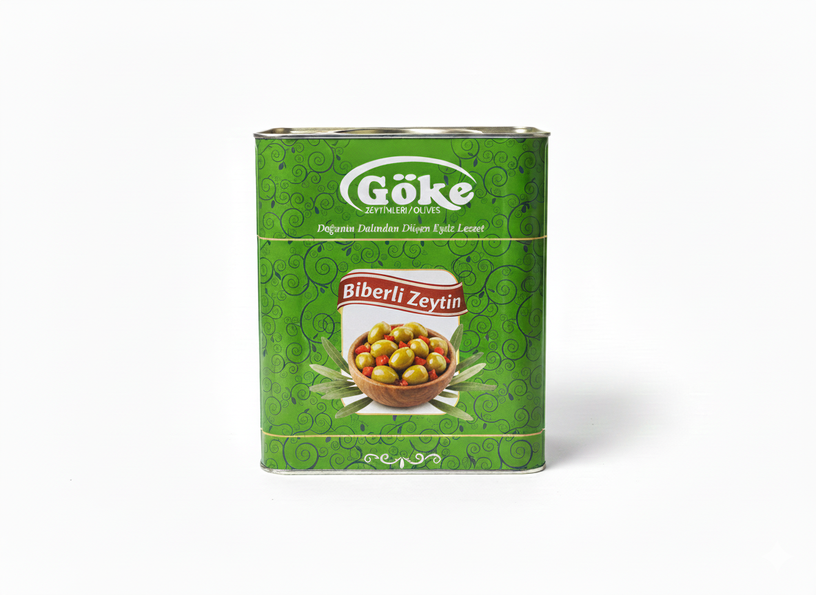 Biberli Yeşil Zeytin - 10kg Teneke